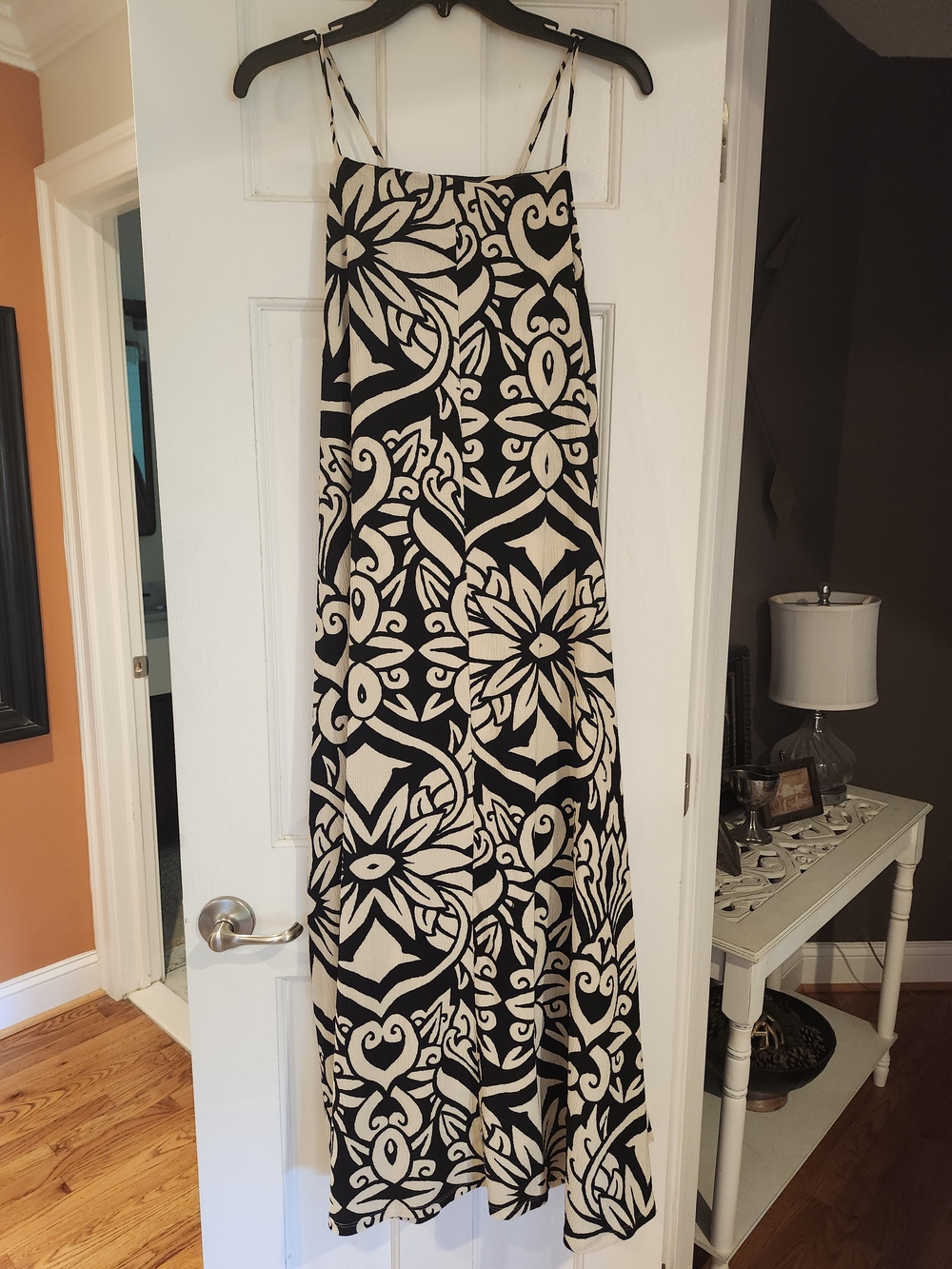 Black & Cream Floral Print Maxi Dress